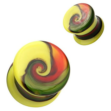 - BodyJ4You Plugs Glass Saddle Swirl Red Blue White Earrings Stretching 00G 10mm Piercing Jewelry Set 8 Pieces