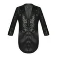 thumbnail image 2 of iiniim Kids Boys Classic Tailcoat Shiny Sequins Evening Suit Blazer Long Sleeve Lapel Wedding Party Jacket Coat Size 6-14 A Black 6, 2 of 7