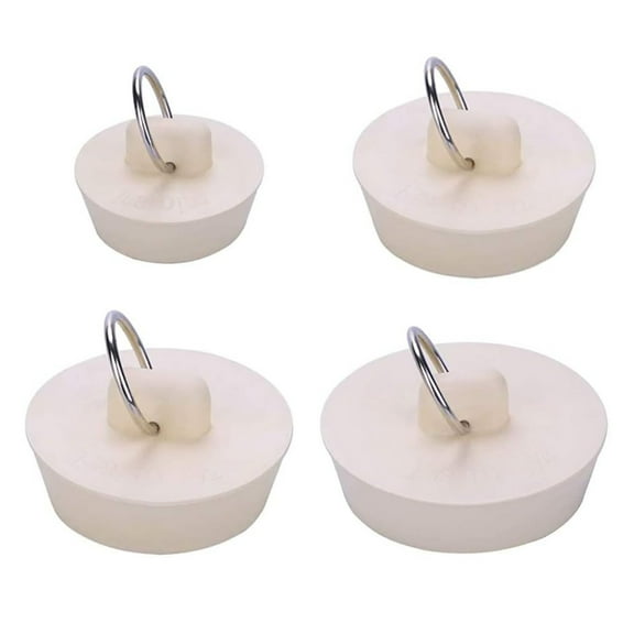 MUNDIDO Bath Tub Drain Stoppers, 4 Pieces Sink Bathtub Plug Rubber Kitchen Bathroom Laundry Bar Water Stopper Seal with Hanging Ring for Shower Faucet Cover Pool Plugs and Caps