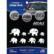 Elephant Family White Car Truck Window Stickers 2 Adults 6 Children 8 Decals Animal