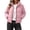 Pink, variant on Edvintorg Womens Puffer Jacket Plus Size Collared Cropped Quilted Coat Long Sleeve Zip up Padded Outerwear with Pocket Women's Clothes Army Green S-3XL