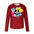 thumbnail image 4 of Virmaxy Mens 2024 Printed Long Sleeve Top Long Sleeve Crew Neck Blouse/Shirt Fashionable Printed Top With Long Sleeved Round Neck And Smiling Face Printed Top/shirt Red-2 M, 4 of 4