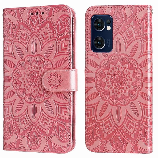 Funda tipo cartera GANGXUN para OPPO Find X5 Lite , diseño girasol, cuero PU, soporte, cierre magnético, tarjetero