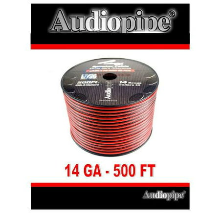 14 Gauge 500' Audiopipe Red Black Stereo Speaker Cable Zip Cord Copper Clad (Best Speaker Cable In The World)