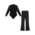 thumbnail image 4 of TiaoBug Mens Latin Tango Rumba Dance Outfit Long Sleeve Shiny Rhinestones Leotard with Flared Pants Black XL, 4 of 7