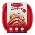 thumbnail image 2 of rubbermaid 071691423140 takealongs deep square food storage containers, 5.2 cups, 4 pack, tint chili red, 2 of 2