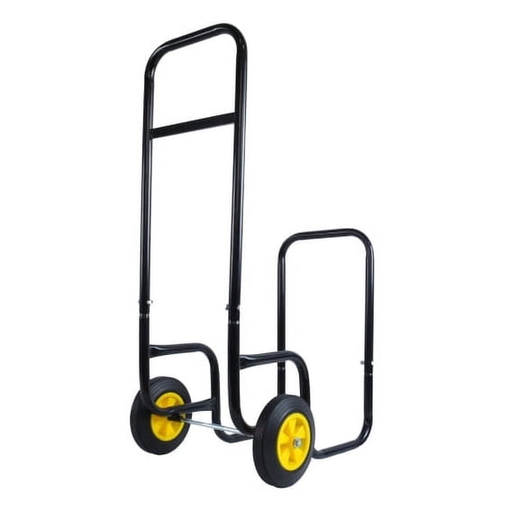 Firewood Cart, Log Carrier with Wheels Heavy Duty 330 LBS, Black Steel Wood Dolly Hauler for Outdoor Indoor Fireplace Wood Stacking Mover