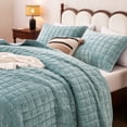 thumbnail image 2 of Sleep Zone Velvet Quilt Set, Full/Queen 90"x96", Buttery Soft Velvet 3 Piece Quilt Coverlet Set, Blue, 2 of 10