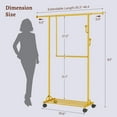 thumbnail image 3 of Clothes Rack Hanging Clothes Rolling & Extending Clothing Rack Wheels Garment Coat Rack Freestanding Portable Closet Organizers Storage Laundry Room Bedroom Gold, 3 of 8