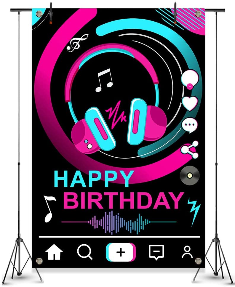 Musical Themed Birthday Backdrop TIK Tok Party Decorations Video Studio Background Birthday