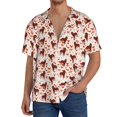thumbnail image 1 of Balery dog Valentine's day Camisa Casual de Manga Corta con Botones para Hombre, Texturizada, Estilo Cubano, para Playa, Verano-Medium, 1 of 5