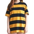 thumbnail image 3 of T-Shirt Décontracté à Manches Mi-Longues et Col Rayé Jaune et Noir pour Femmes, 3 of 6