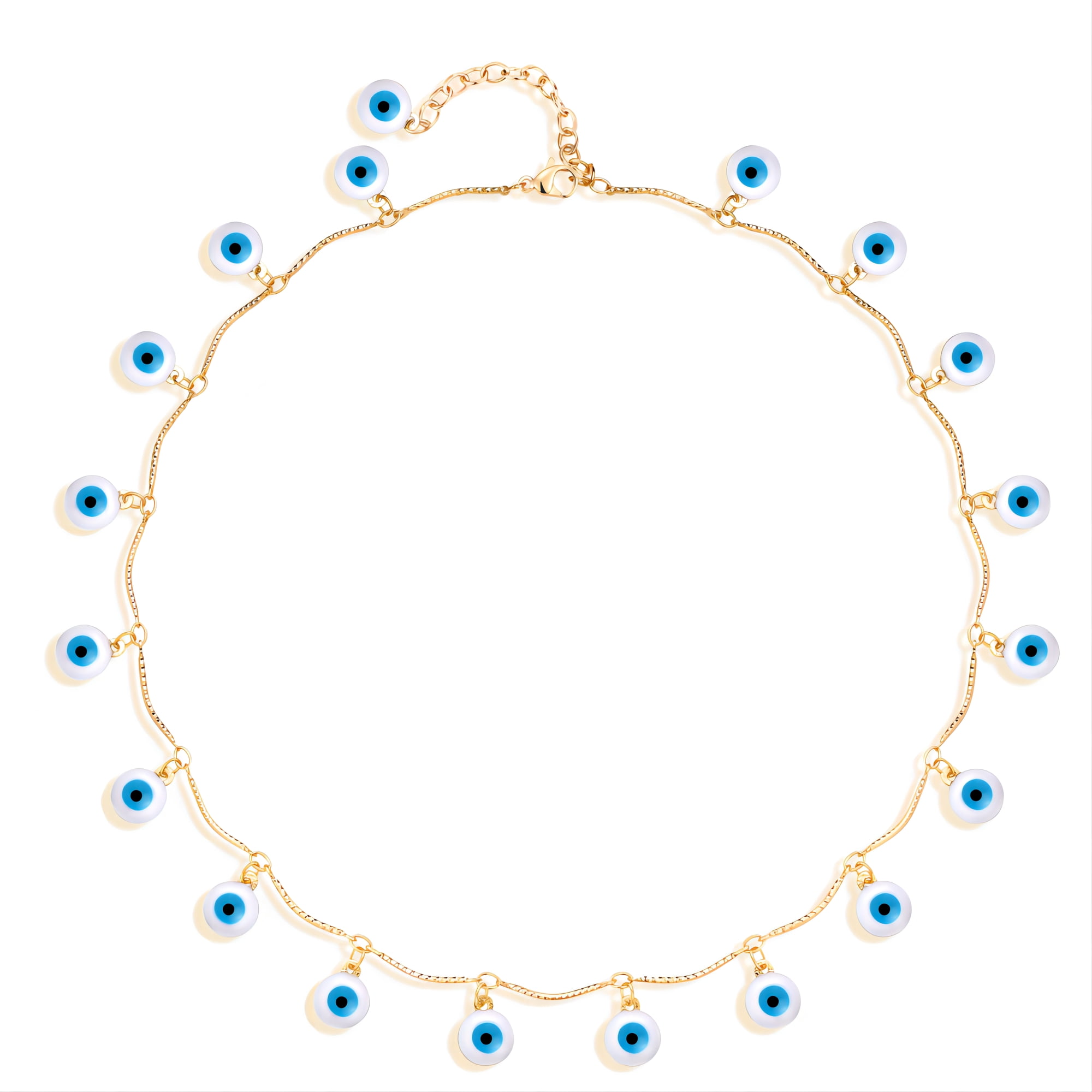 Fettero 18K Gold Plated Dainty Personalized Eye Chain Choker Necklace for Women Jewelry Gift