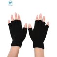 thumbnail image 2 of Deago 2 Pairs Winter Half Finger Gloves Knitted Fingerless Mittens Warm Stretchy Gloves for Men and Women (Black), 2 of 8