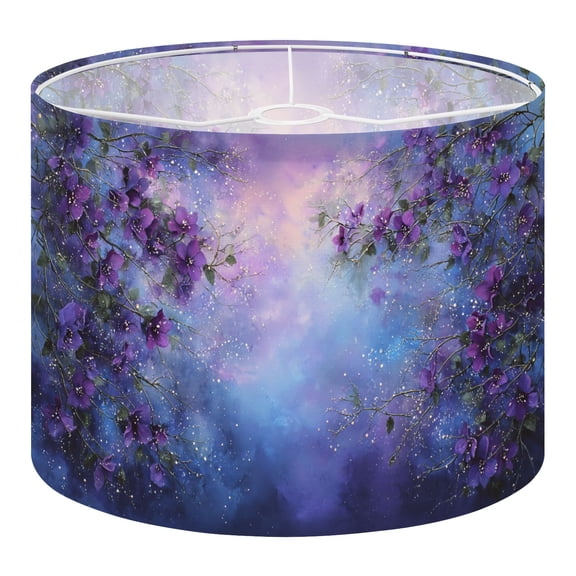 Linen Drum Lampshades Violets Surrealism Purple Summer Decor Mystical Watercolor 13"x13"x10" Light Shade for Table Lamps Floor Lamp Shades Lampshade Replacement Assembly Required