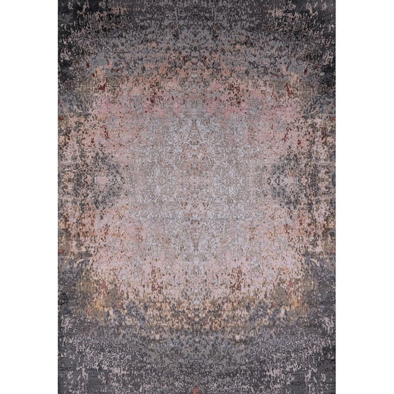 Ahgly Company Indoor Rectangle Mid-Century Modern Rosy Brown Pink Oriental Area Rugs, 7' x 10'