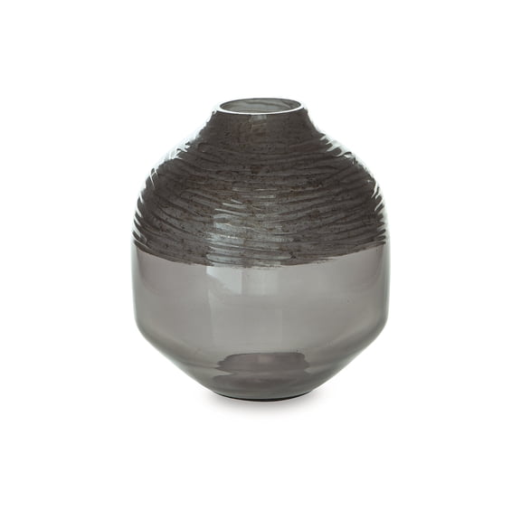 Signature Design by Ashley Harpwick 8.25" Glass Vase, Iridescent Gray Finish