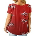 thumbnail image 2 of Womens Summer Floral V Neck Tops Tee Lady Loose Baggy T Tunic T Shirts Plus Size, 2 of 4