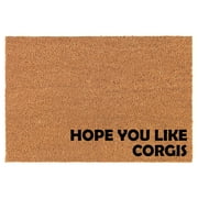 Welcome Doormat Coco Coir Door Mat Gift Hope You Like Corgis Corner (24" x 16")