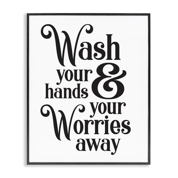 Stupell Industries Cottage Wash Your Hands and Worries Black Framed Giclee Art, 11 x 14, by Lettered and Lined