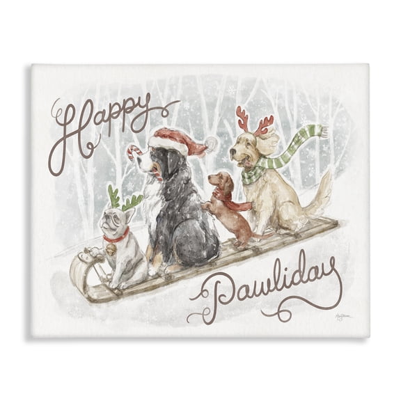 Stupell Industries Traditional Happy Pawliday Dogs Canvas Art, 30 x 24, by Mary Urban