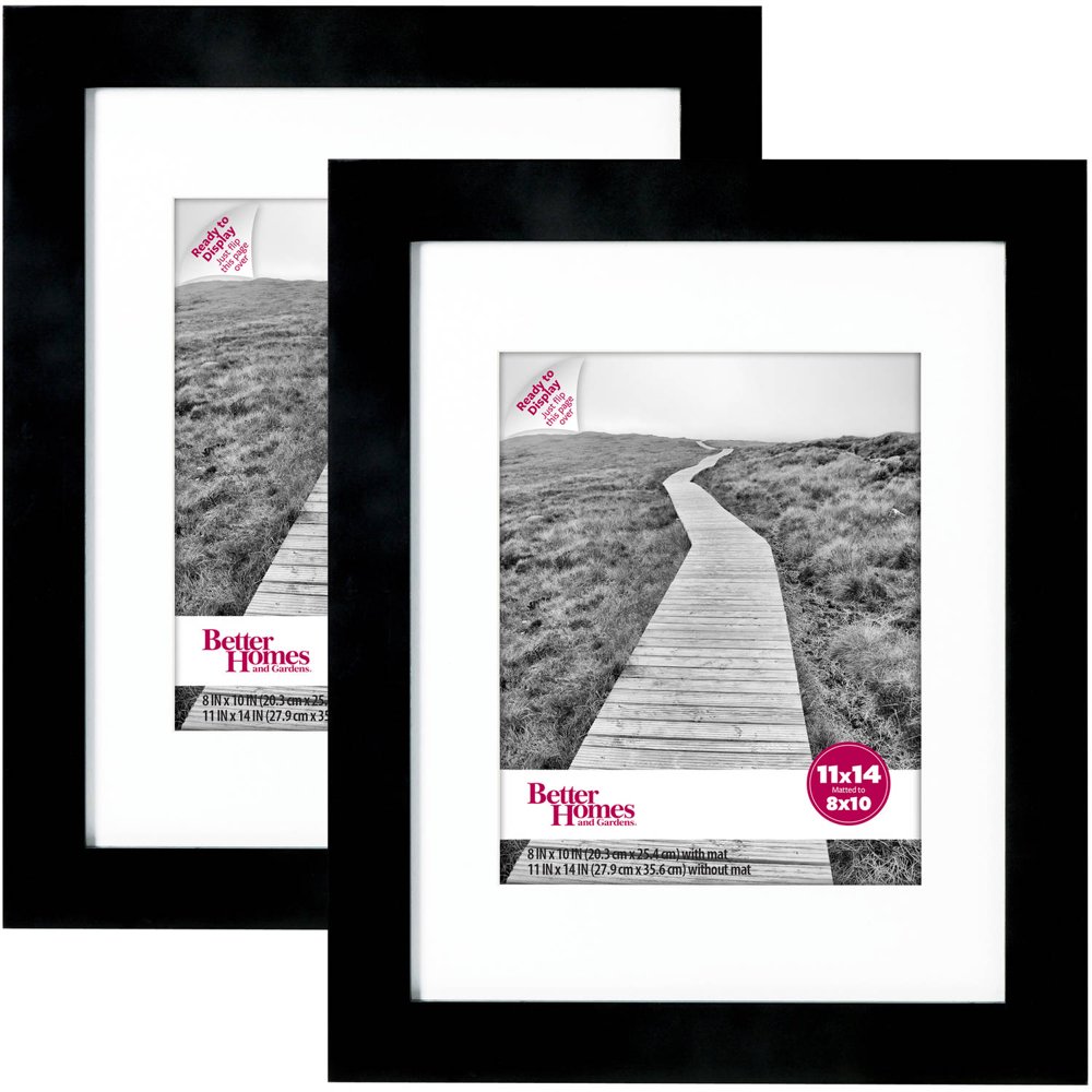 Wide Black Gallery Frames, 11" x 14" matted to 8" x 10", 2Pack