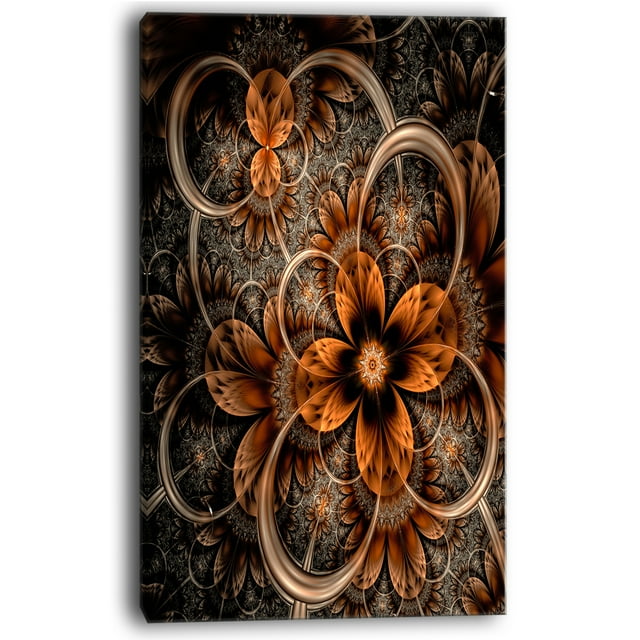 Designart - Art Numérique Orange Foncé Fleur Fractale - Impression sur Toile Florale