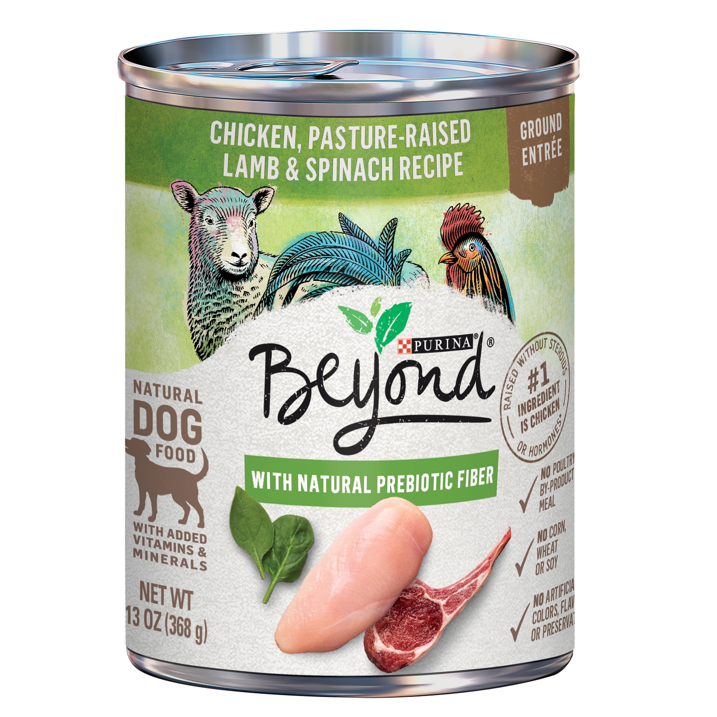 Purina Beyond Grain Free, Natural Ground Entree Wet Dog Food, Grain Free Chicken, Lamb & Spinach Recipe, 13 oz. Can