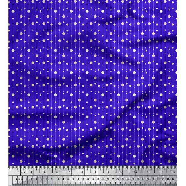 Soimoi Blue Cotton Poplin Fabric Line & Circle Geometric Fabric Prints By Yard 42 Inch Wide