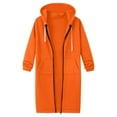 thumbnail image 4 of zaveiop Long Zip up Hoodie Women Casual Fleece Jacket Oversized Coat with Side Pockets 2025 Winter (Z1-Orange, S), 4 of 4