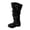 Black, variant on Slouchy Suede Knee High Boots for Women Double Ring Buckles Straps Block Heel Boot Ladies Fall Party Riding Boot Size 6-9.5