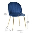thumbnail image 3 of HomCom Dining Chair Velvet-Touch Fabric Accent Chairs, Gold (Set of 2), 3 of 10