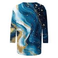 thumbnail image 5 of Plus Size Tops for Women 3/4 Sleeve Pullover Round Neck Printing Blouse Blue 2XL, 5 of 5