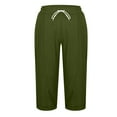 thumbnail image 6 of RQYYD Womens Cropped Capri Pants 7/8 Length Cotton Linen Summer Straight Leg Loose Beach Trousers with Drawstring Waist Pockets, 6 of 6