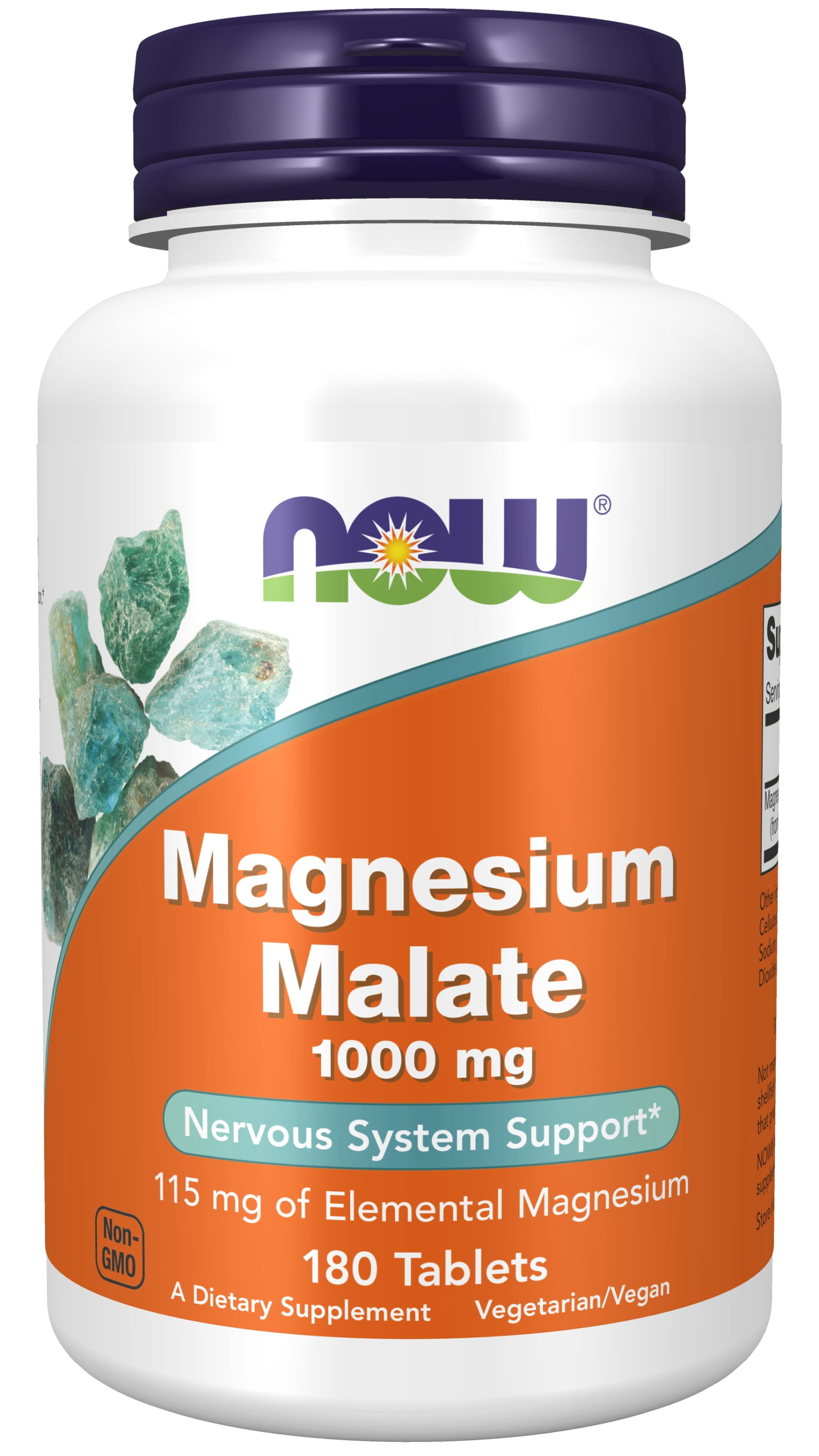 NOW Supplements, Magnesium Malate 1000 mg, Energy Production*, Nervous  System Support*, 180 Tablets - Walmart.com