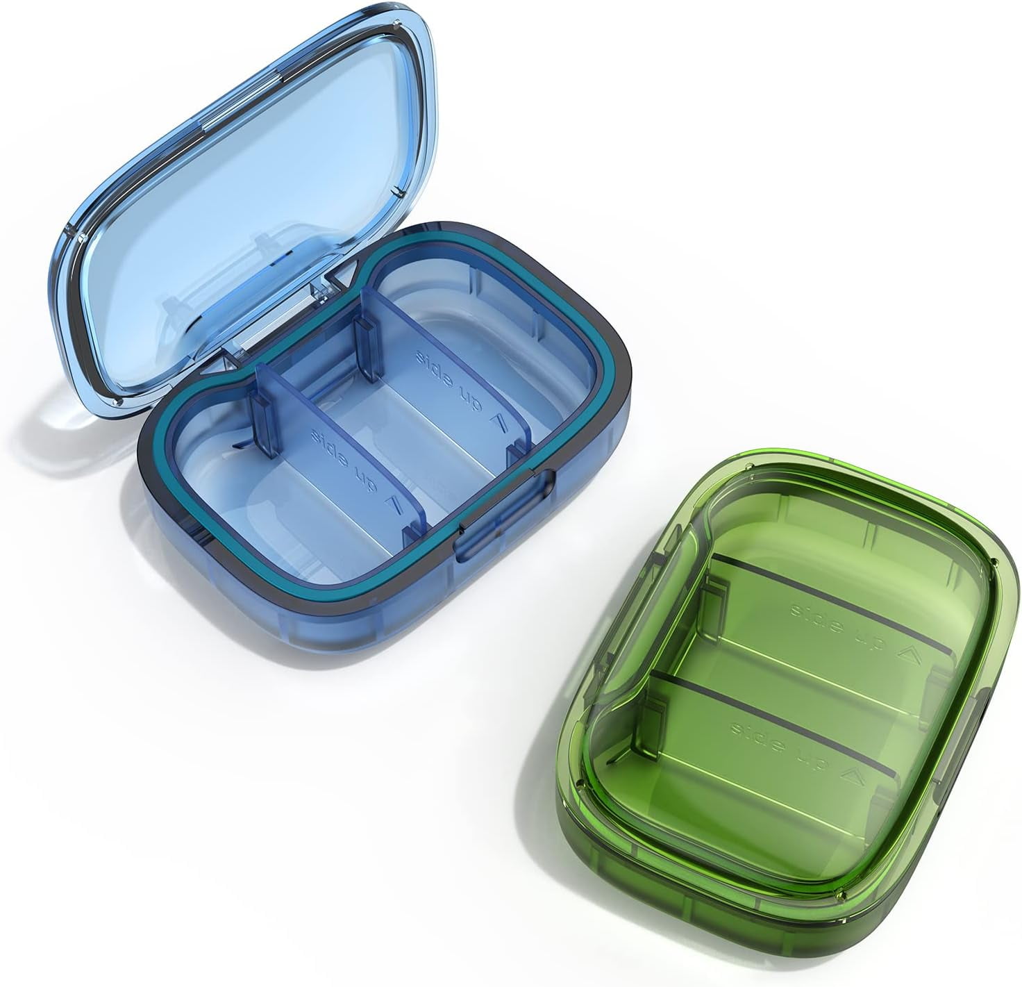 2 Pack 3 Compartment Small Pill Box, Moisture Proof Pill
