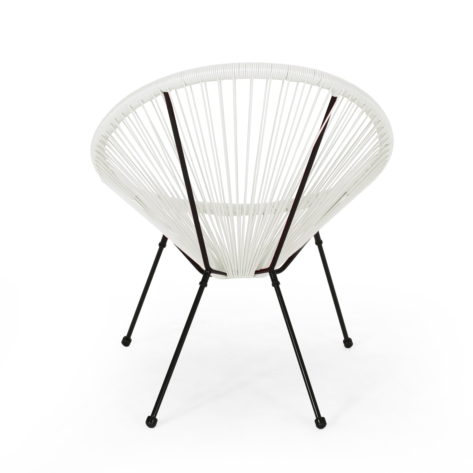 Leumius Set of 2 Modern Accent Chair with PE Rattan, Outdoor Accent Chair for Pool Beach Patio Lawn White