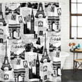 thumbnail image 2 of Paris Tower Shower Curtain, Waterproof Shower Curtains for Bathroom, Vintage Architectural Hand-Painted Aesthetic Washable Fabric Bathtub Curtain Set Bath Decor with 12 Hooks 72"x78", 2 of 8