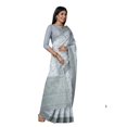 thumbnail image 4 of White & Green Floral Pure Cotton Block Print Saree - 18940110, 4 of 5