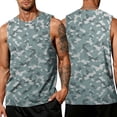 thumbnail image 2 of UDAUDU Mens Sleeveless Camo Cotton Tank Tops Cut Off Muscle Gym T Shirts Running Beach Loose Fit Tees Gray L, 2 of 6