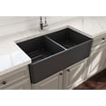 thumbnail image 4 of BOCCHI Classico Farmhouse Apron Front Fireclay 33 in. Double Bowl Kitchen Sink with Protective Bottom Grid and Strainer in Matte Dark Gray, 4 of 6