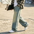 thumbnail image 4 of Zpanxa Boys Grey Acid Wash Baggy Jeans Loose Wide Leg Denim Pants Jeans for Boys Blue 13-14 Years, 4 of 6