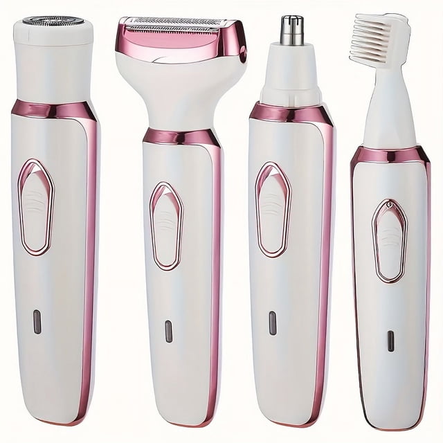 QJUHUNG 4-In-1 Electric Lady Shaver - Painless Cordless Body Hair Removal Epilator Nose Hair Eyebrow Trimmer Armpit Leg Hair Shaving Razor for Smooth Skin