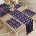 thumbnail image 2 of Ambesonne USA Table Runner & Placemats, Vintage Patriotic Colors, Placemat 4 pcs + Runner 14"x72", Dark Blue Cream Red, 2 of 2