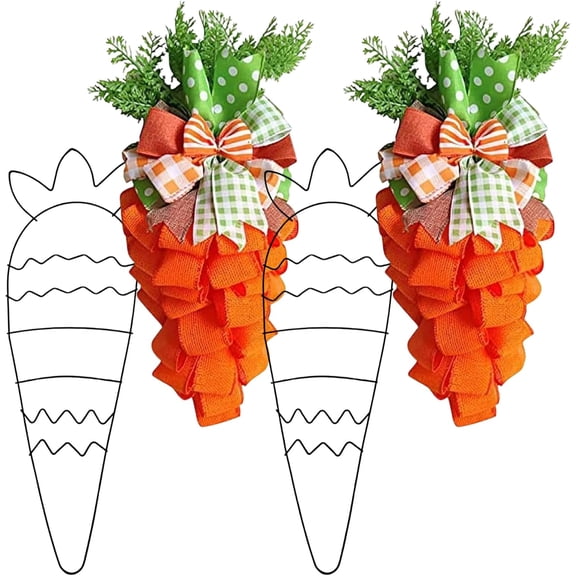 4pcs Easter Bunny Egg & Carrot Wire Wreath Frame Set – DIY Wreath Form for Easter Decorations, Front Door Indoor Outdoor Craft Decor