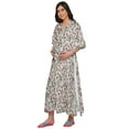 thumbnail image 2 of Moomaya Robe Longue Maxi de Maternité Imprimée pour Femmes, Kaftan Boutonné en Coton, 2 of 5