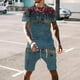 thumbnail image 2 of Mens Pantalones Casuales Cuello Redondo Impresión de Manga Corta Blusa Y Pantalones Cortos Traje, Pantalones de Traje para Hombres, 2 of 9