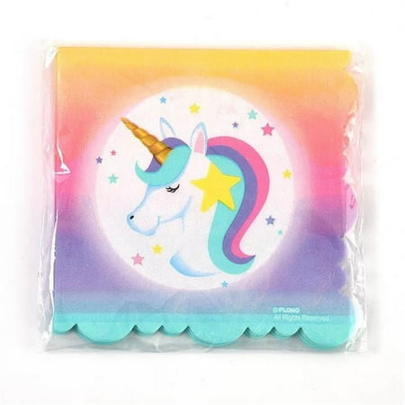 DDI 2340345 13 in. Scalloped Rainbow Unicorn Napkins - 12 Per Pack - Case of 36