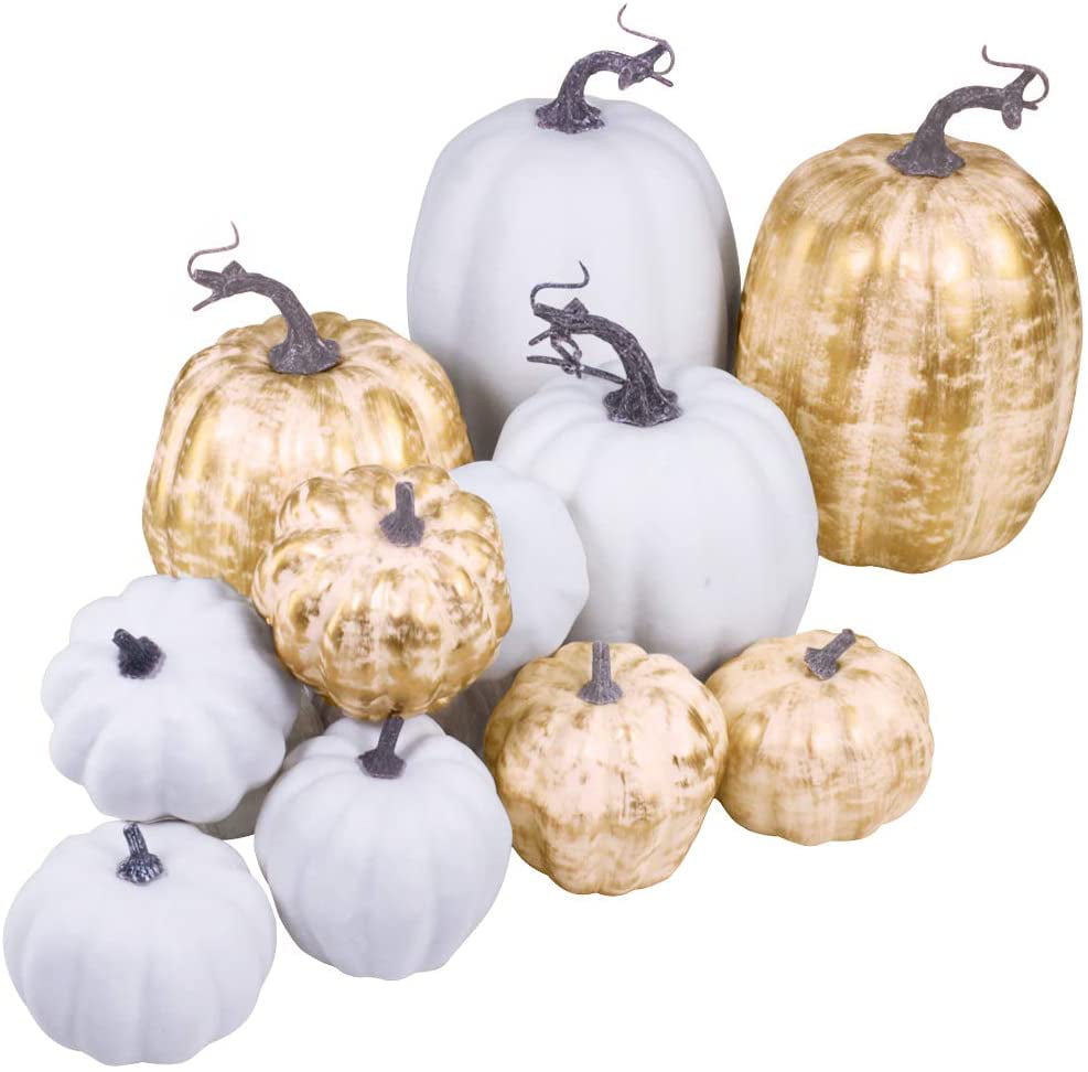 Gold Pumpkins 10pcs Nice purchase Realistic Fake Artificial Small Pumpkins for Decor Halloween Fall Harvest Thanksgiving Party DIY Craft