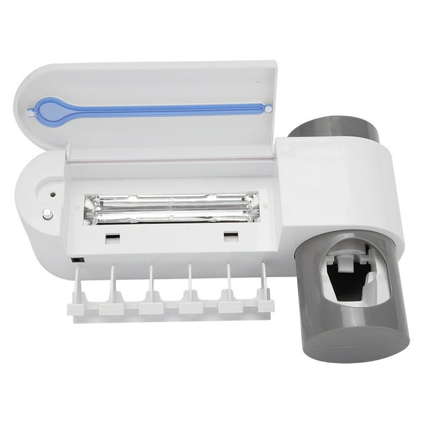 Dispensador de soporte para cepillo de dientes, cepillo de dientes de limpieza con luz UV, limpiador de cepillo de dientes, dispensador automático de pasta de dientes de alta capacidad